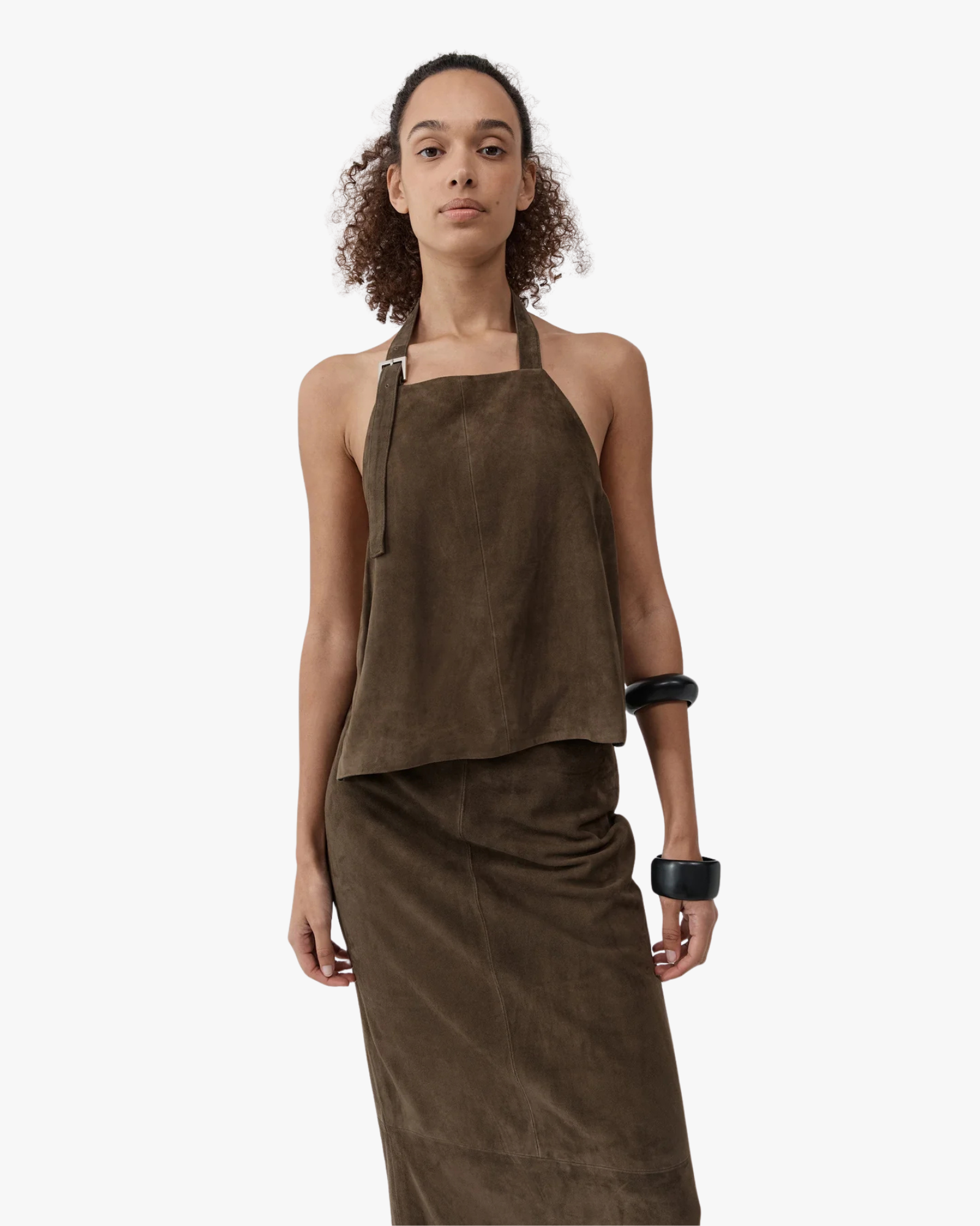 Suede Apron Top Khaki