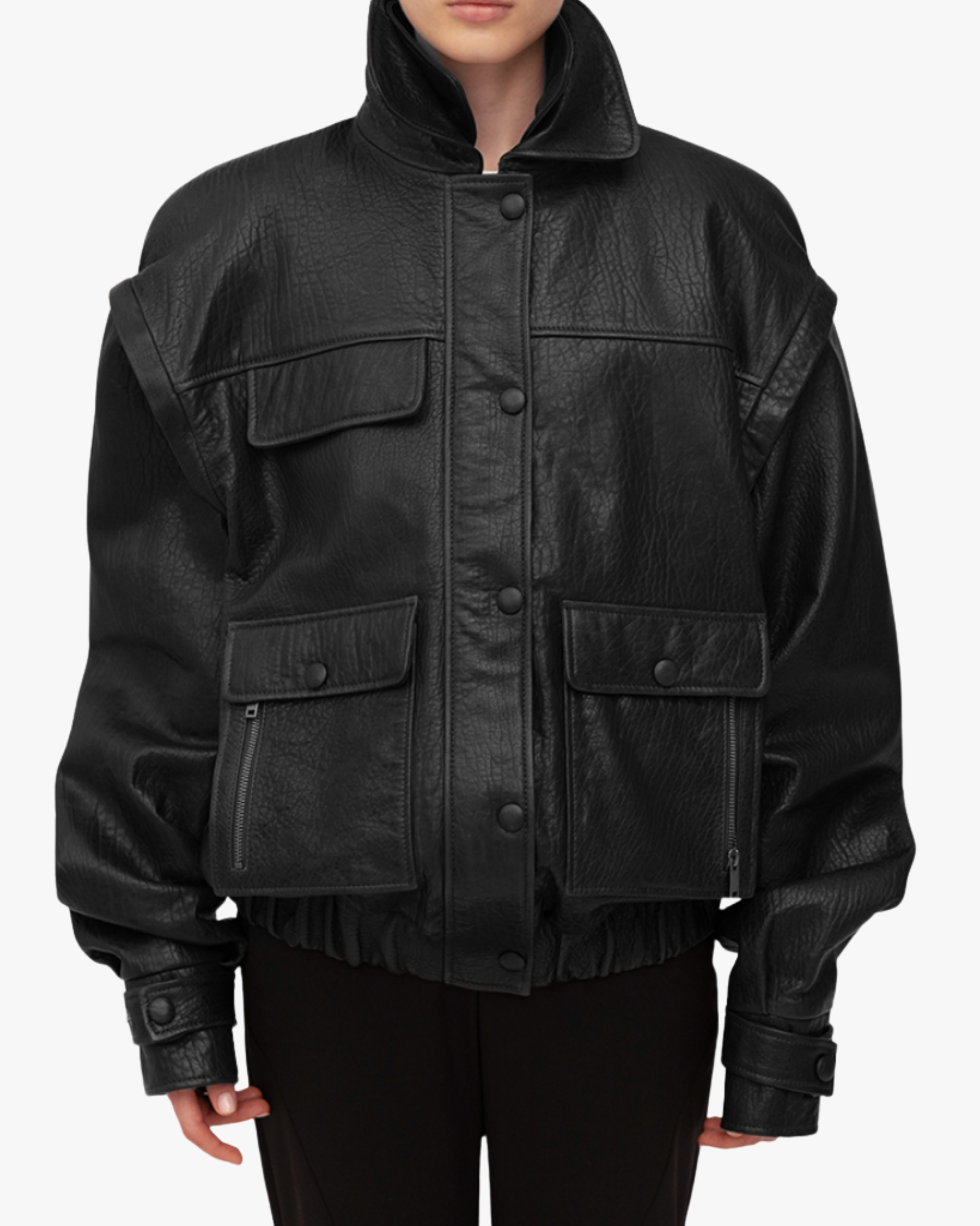 Jacket In Grained Lambsikin In Black