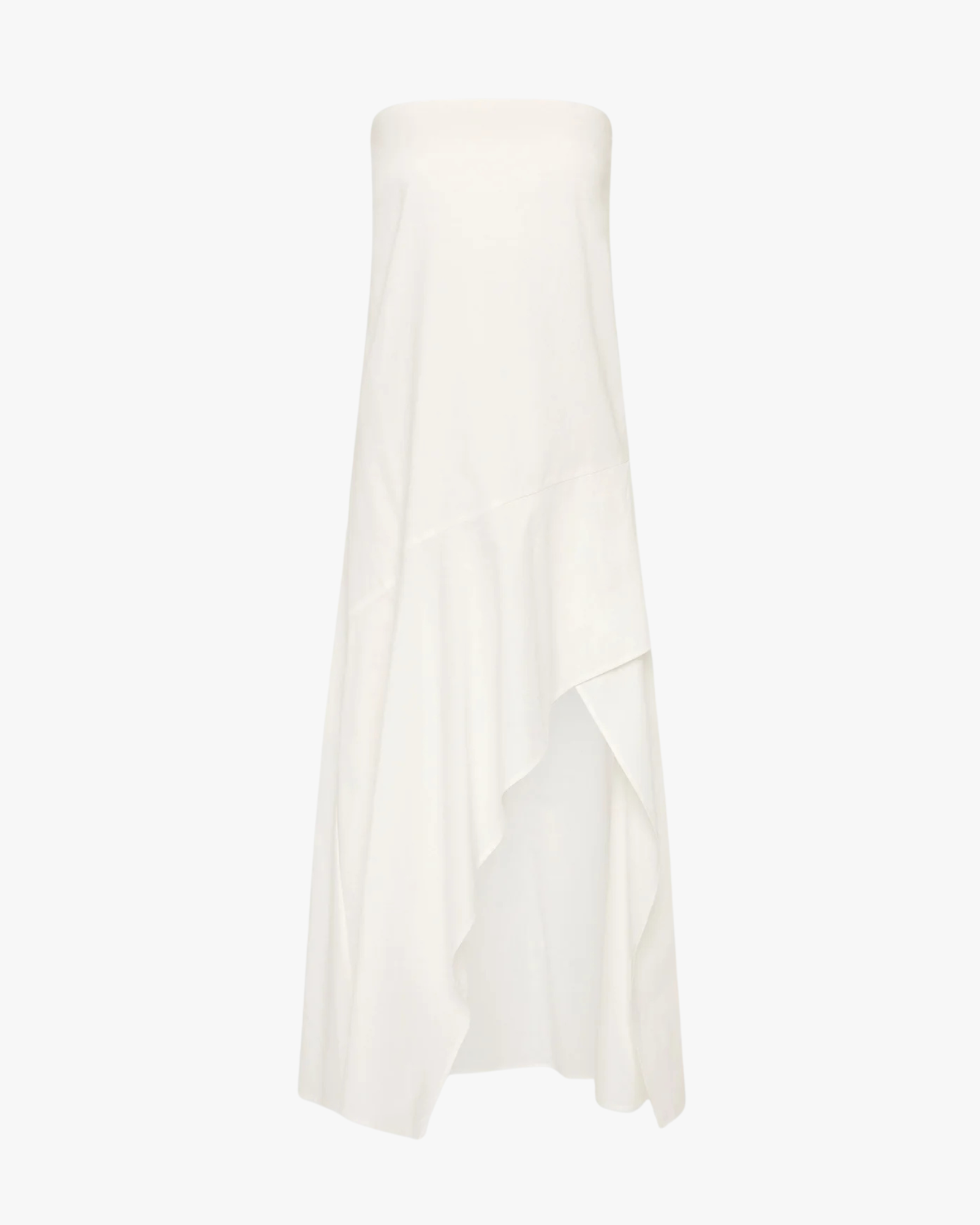 Oxford Strapless Asymm Dress White