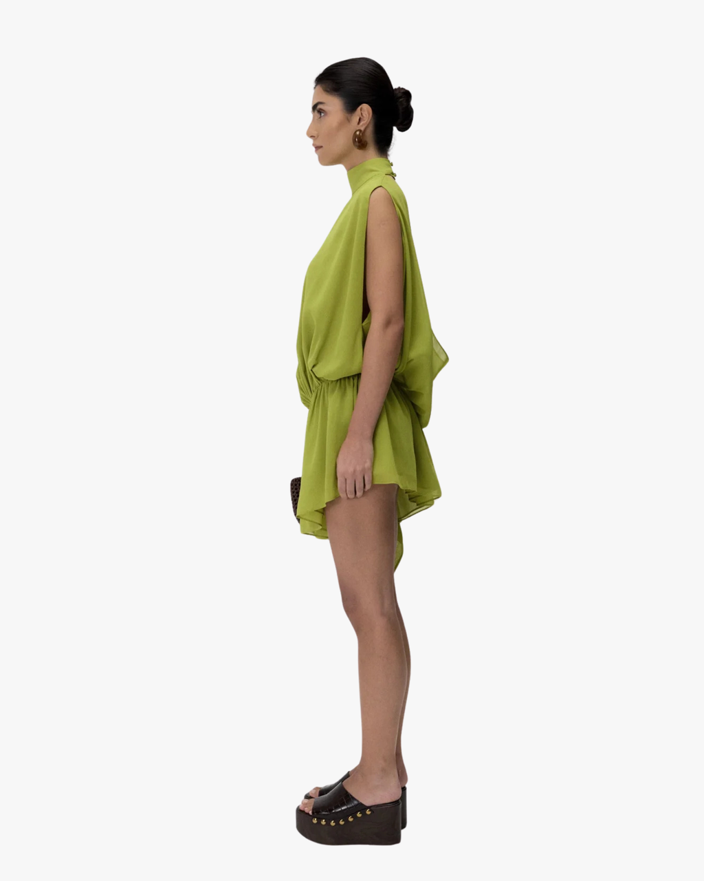 Jade Assymetrical Dress With Open Back Green