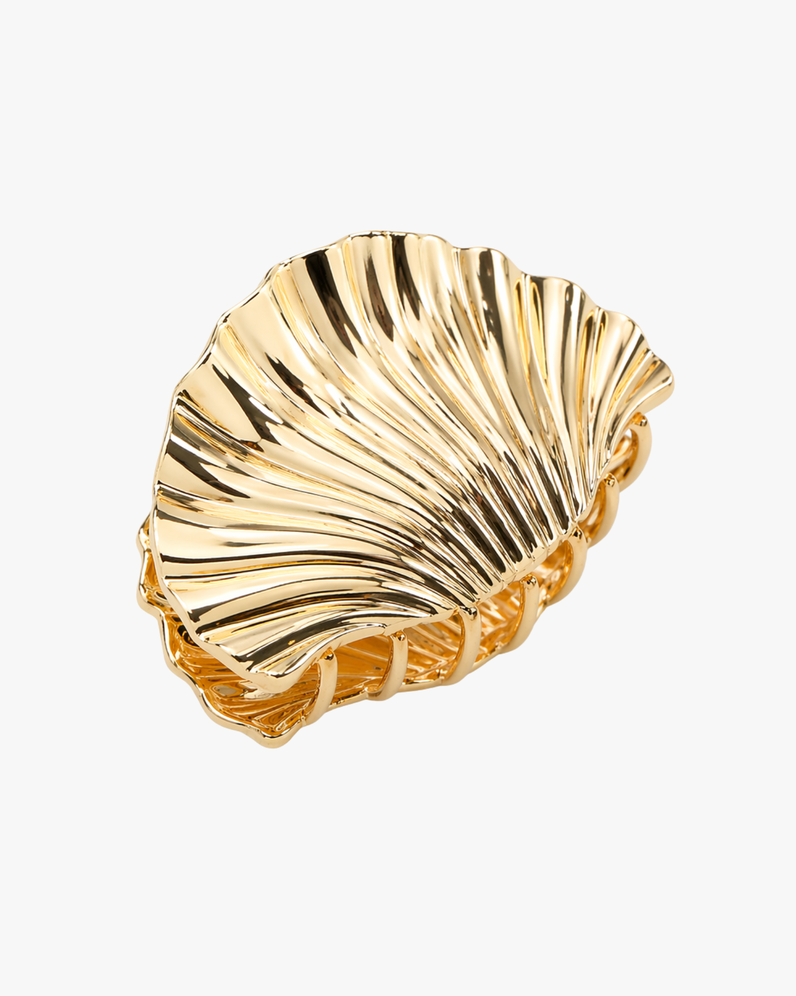 Metallic Hair Claw Shell Big Gold