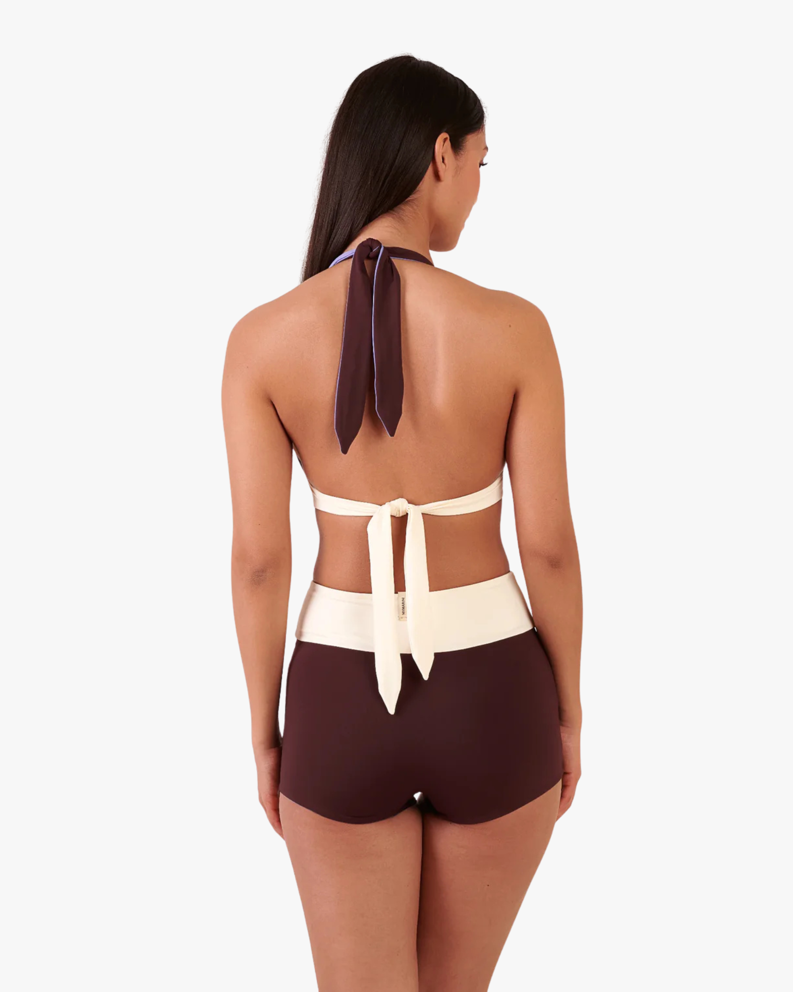 Neckholder Top Bikini Reversible Chocolate Lilac