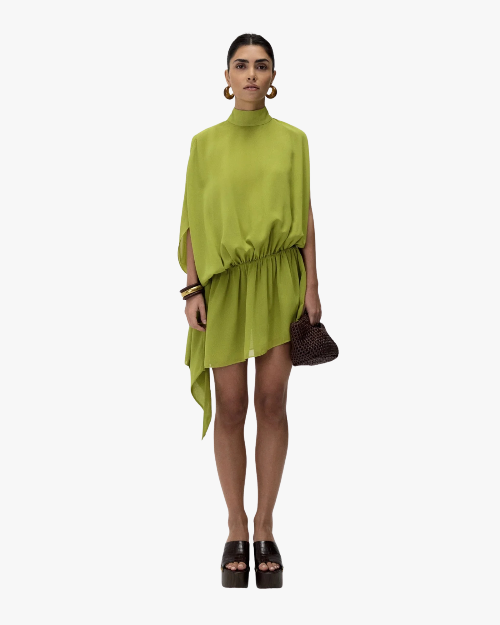 Jade Assymetrical Dress With Open Back Green