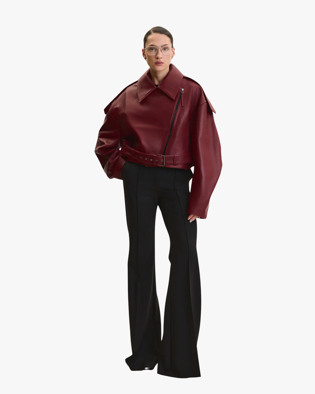 Leather Jacket Overiszed Biker Bordeaux