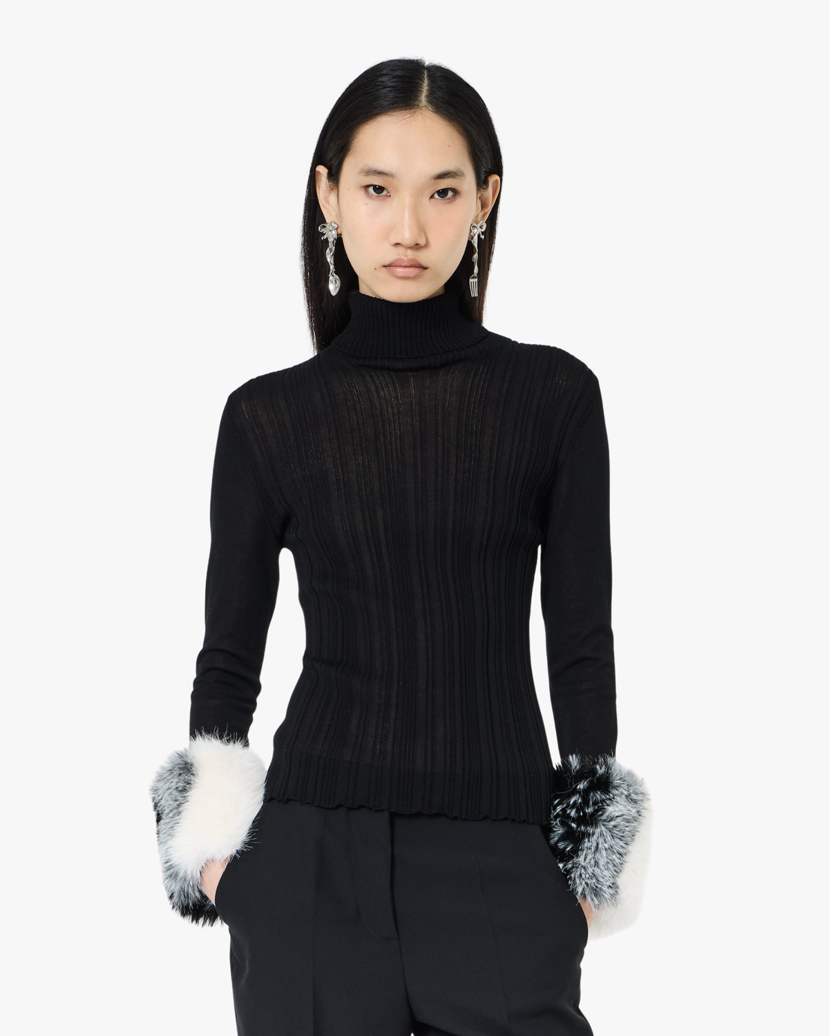 Turtleneck Sweater With Cuffed Sleeves