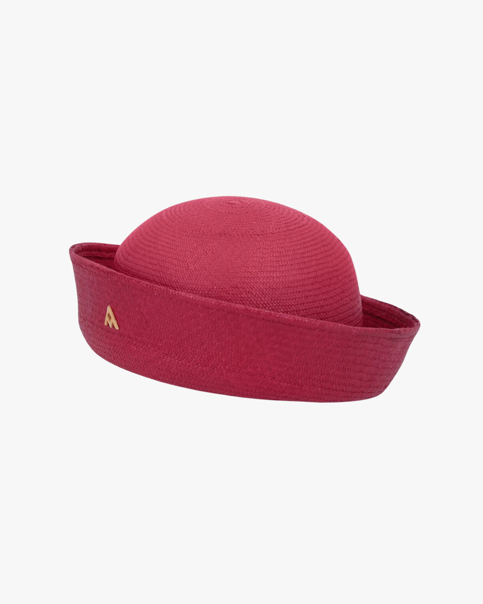 Handwoven Straw Beret Pillbox Red
