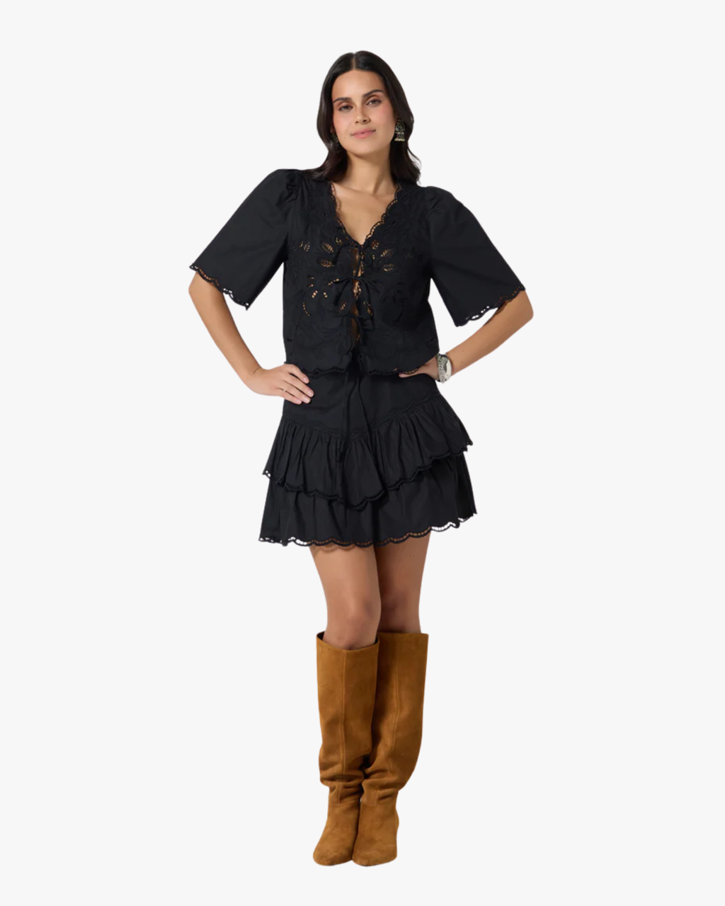Soneva - The Cutwork Embroidery Mini Skirt black