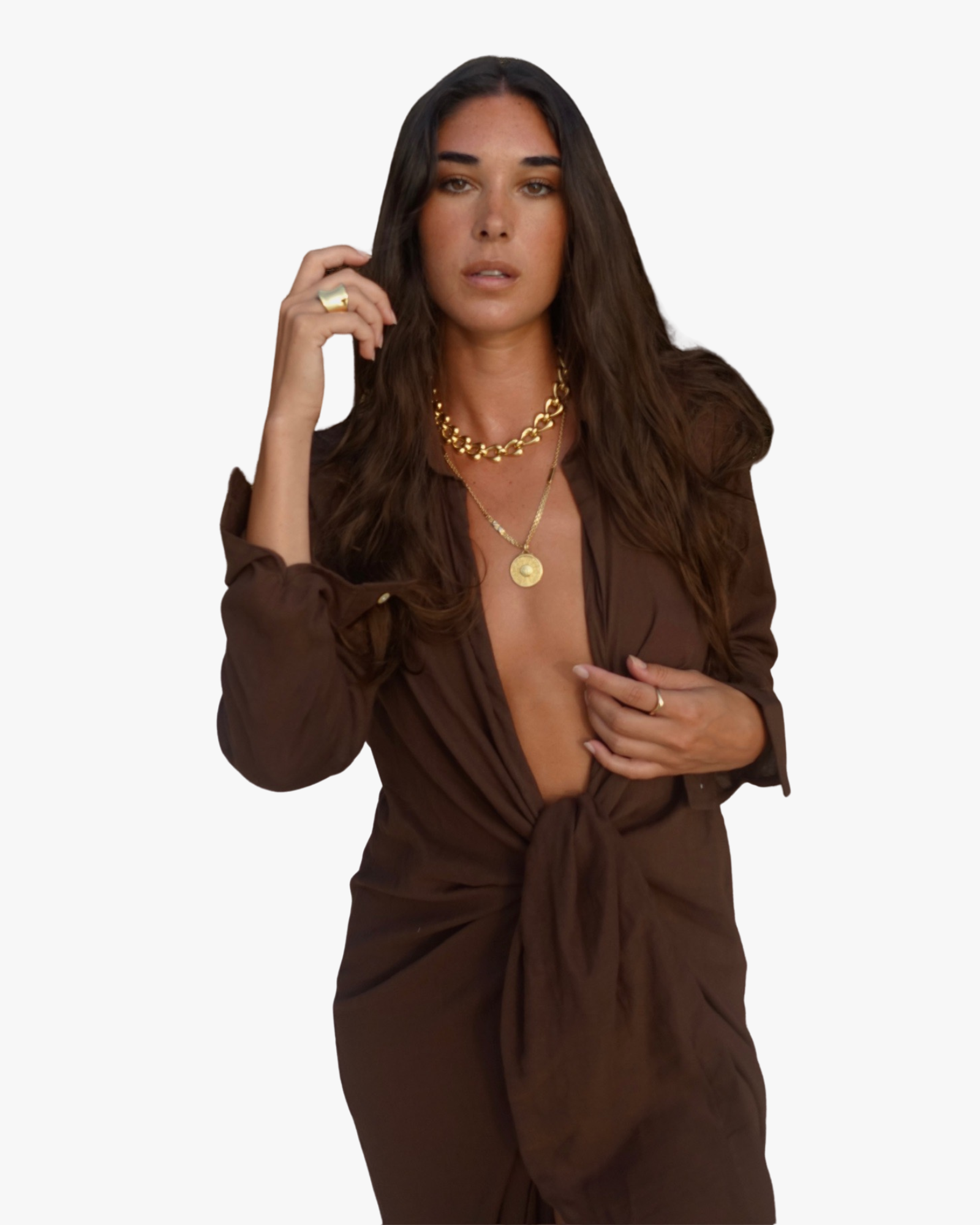Dawa Long Dress Long Sleeve Brown