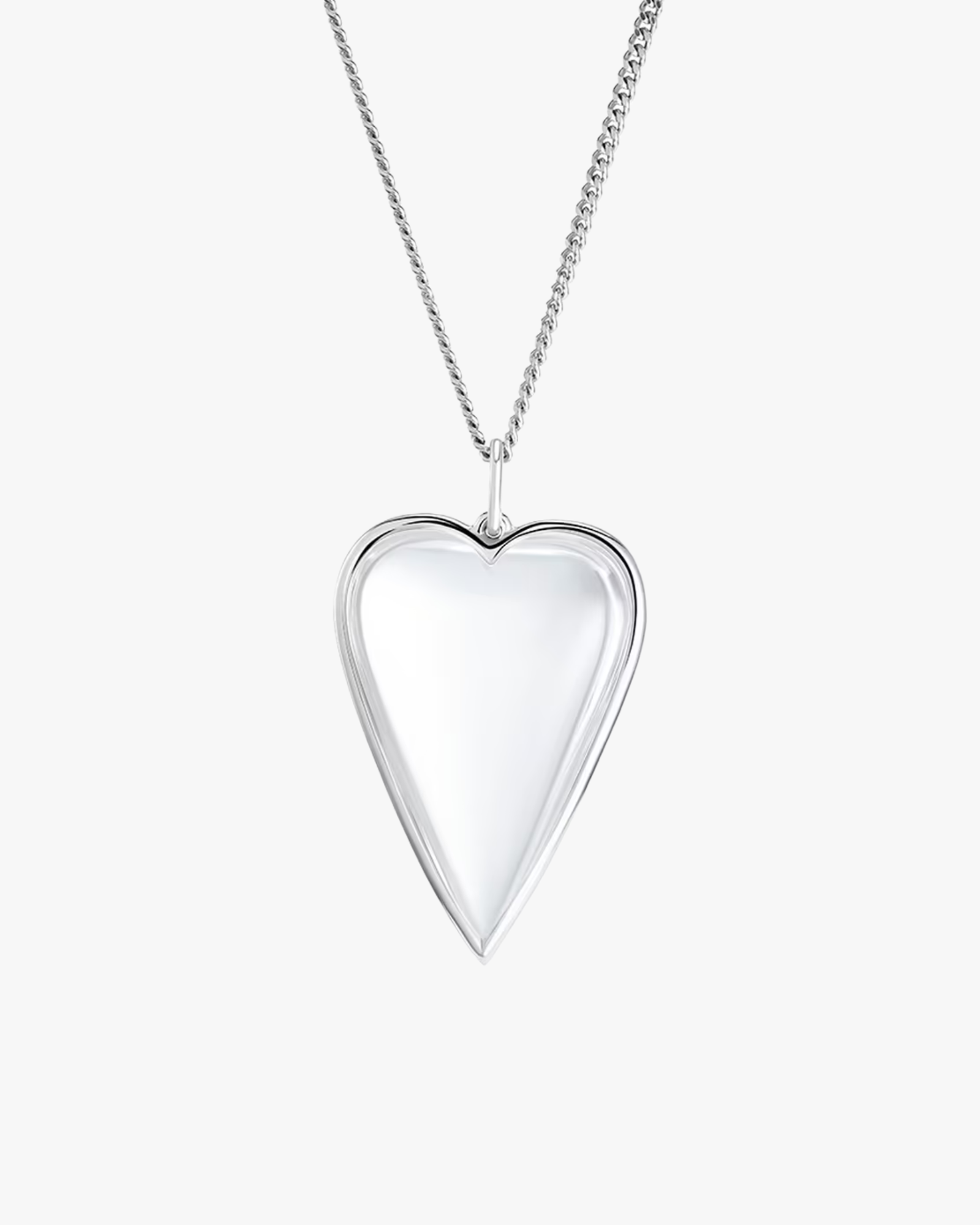 Rock Crystal Heart Pendant Necklace Silver