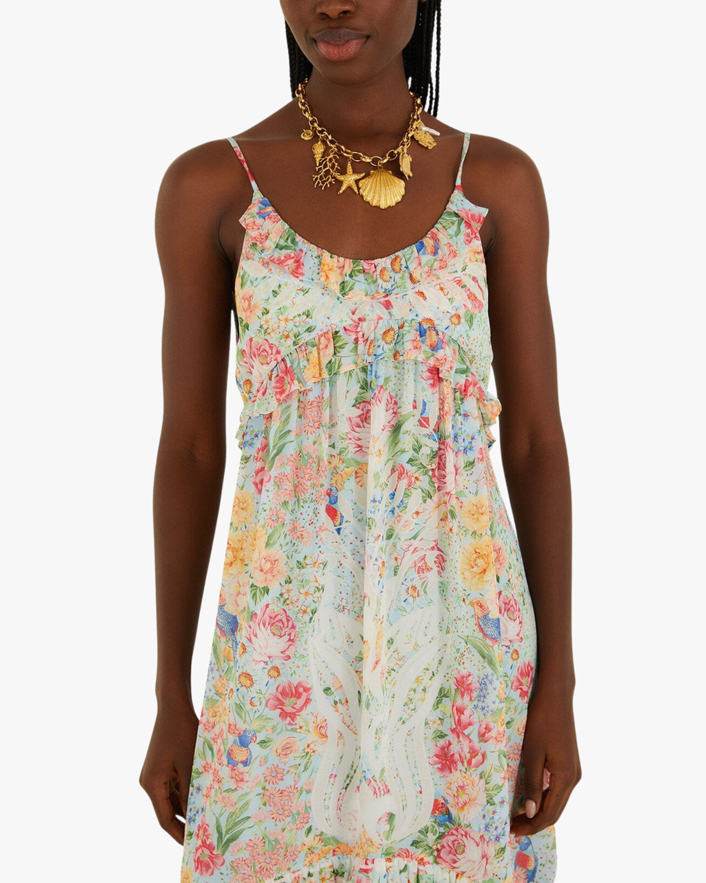 Maxi Ruffle Dress Rendeira Multicolor