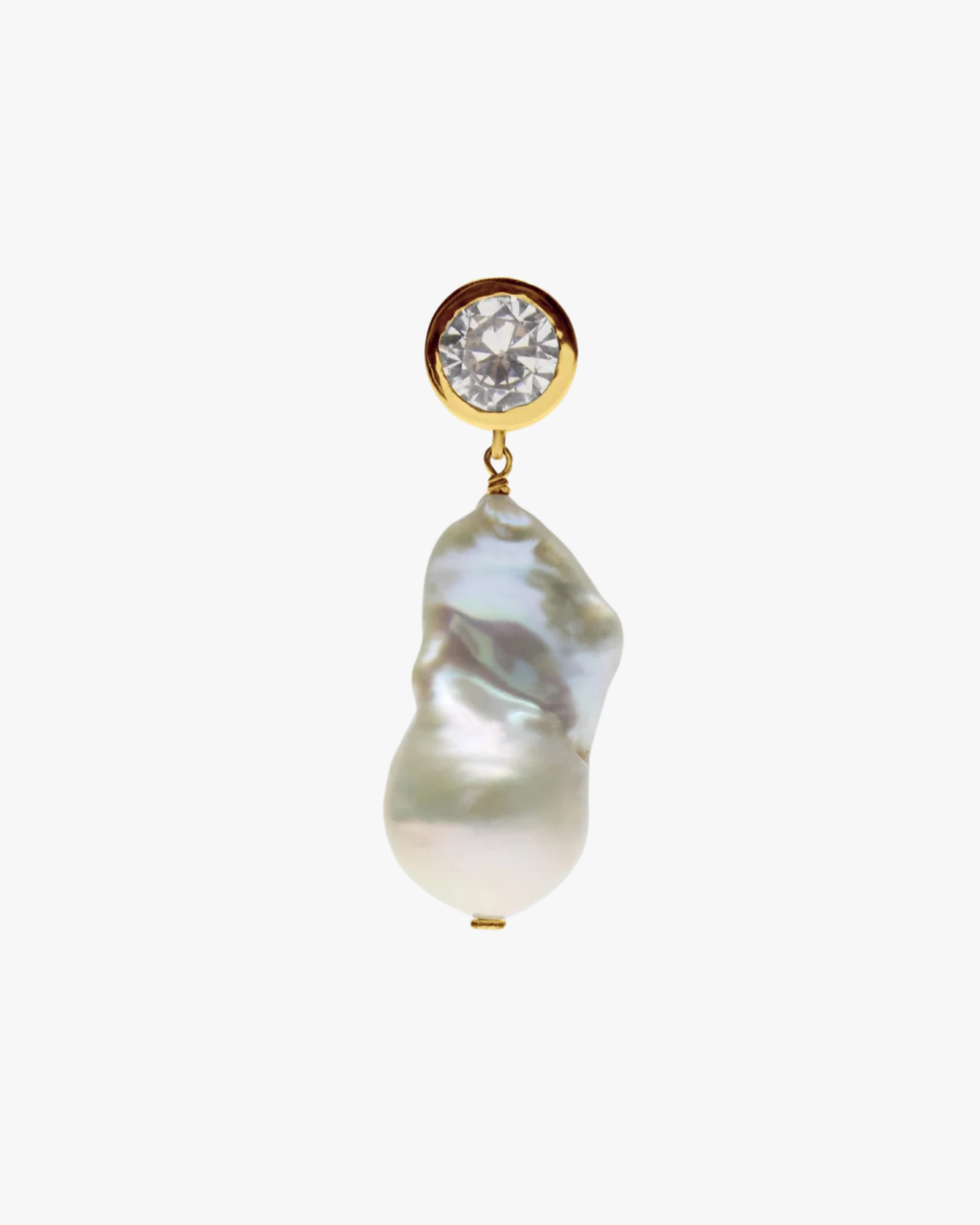 Single Earring Inclusion Gold Pearls And Zircon