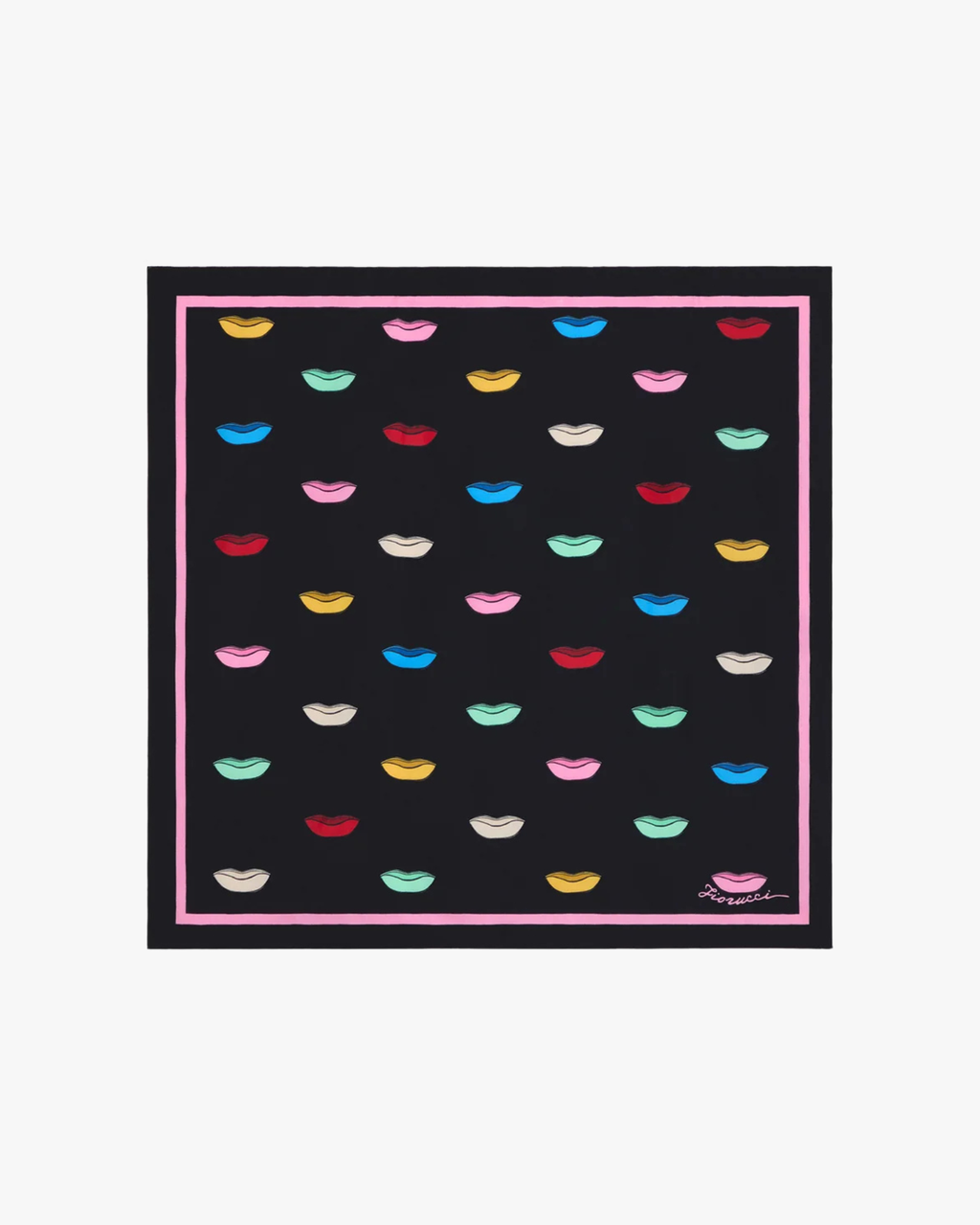 Scarf Print Black Multicolor Lips
