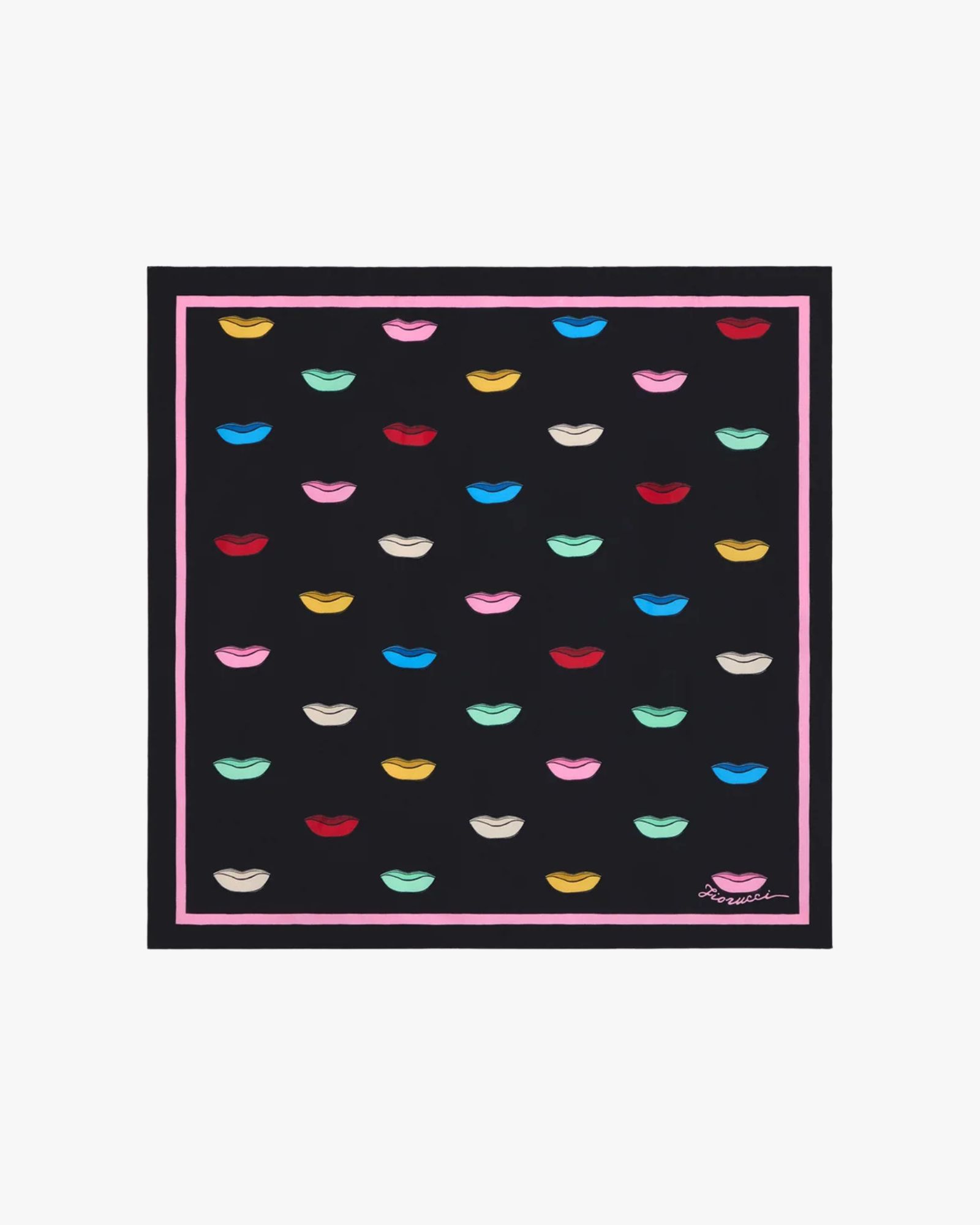 Scarf Print Black Multicolor Lips