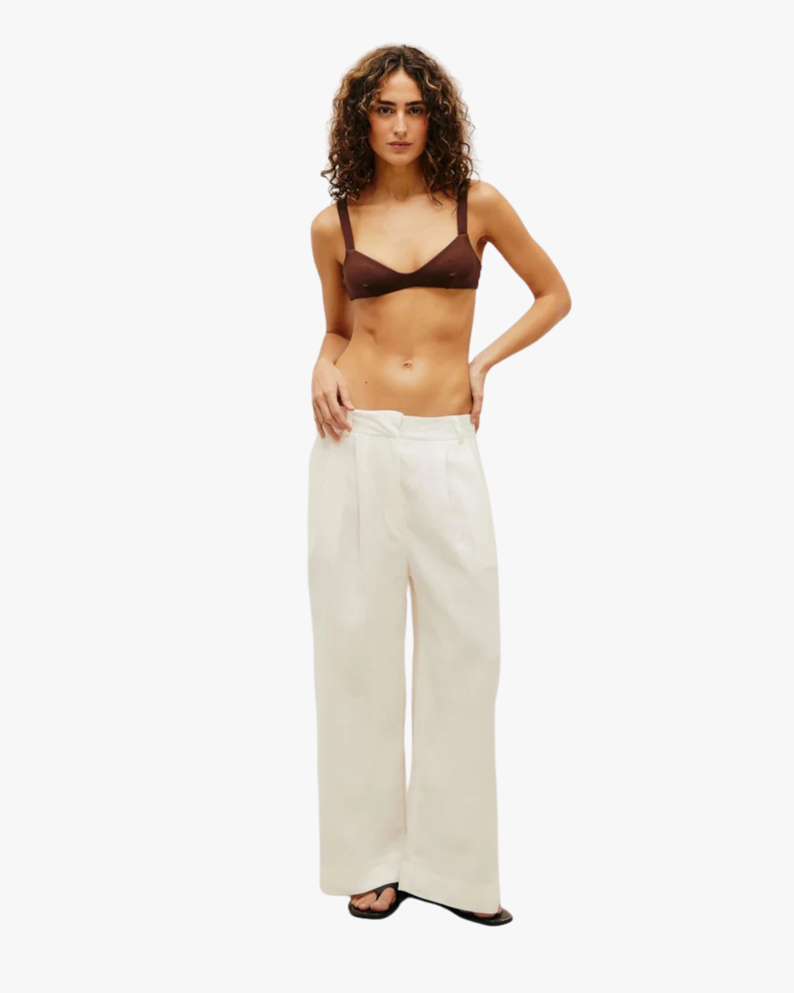 Sara Linen Pants Off White