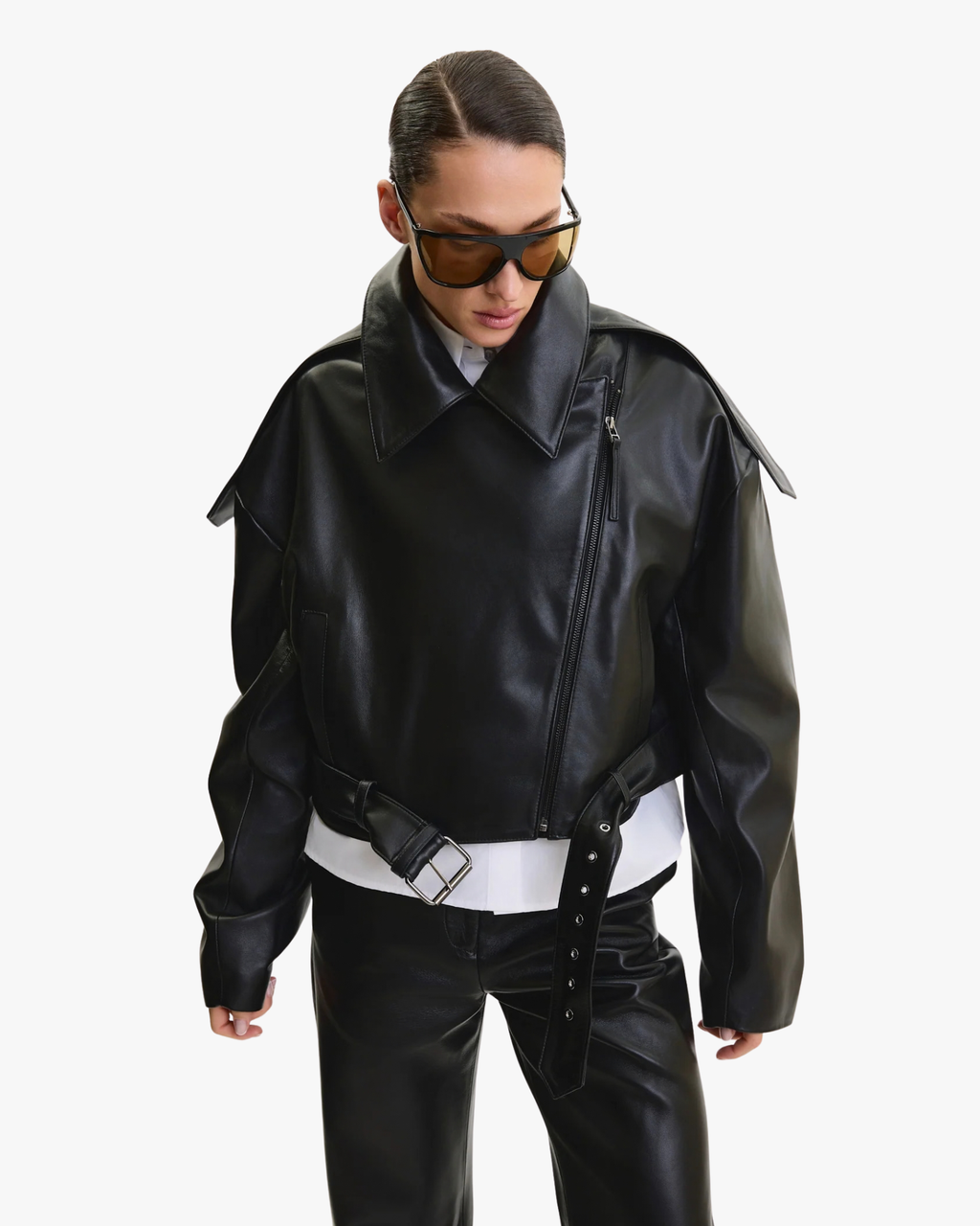 Leather Jacket Overiszed Biker Black