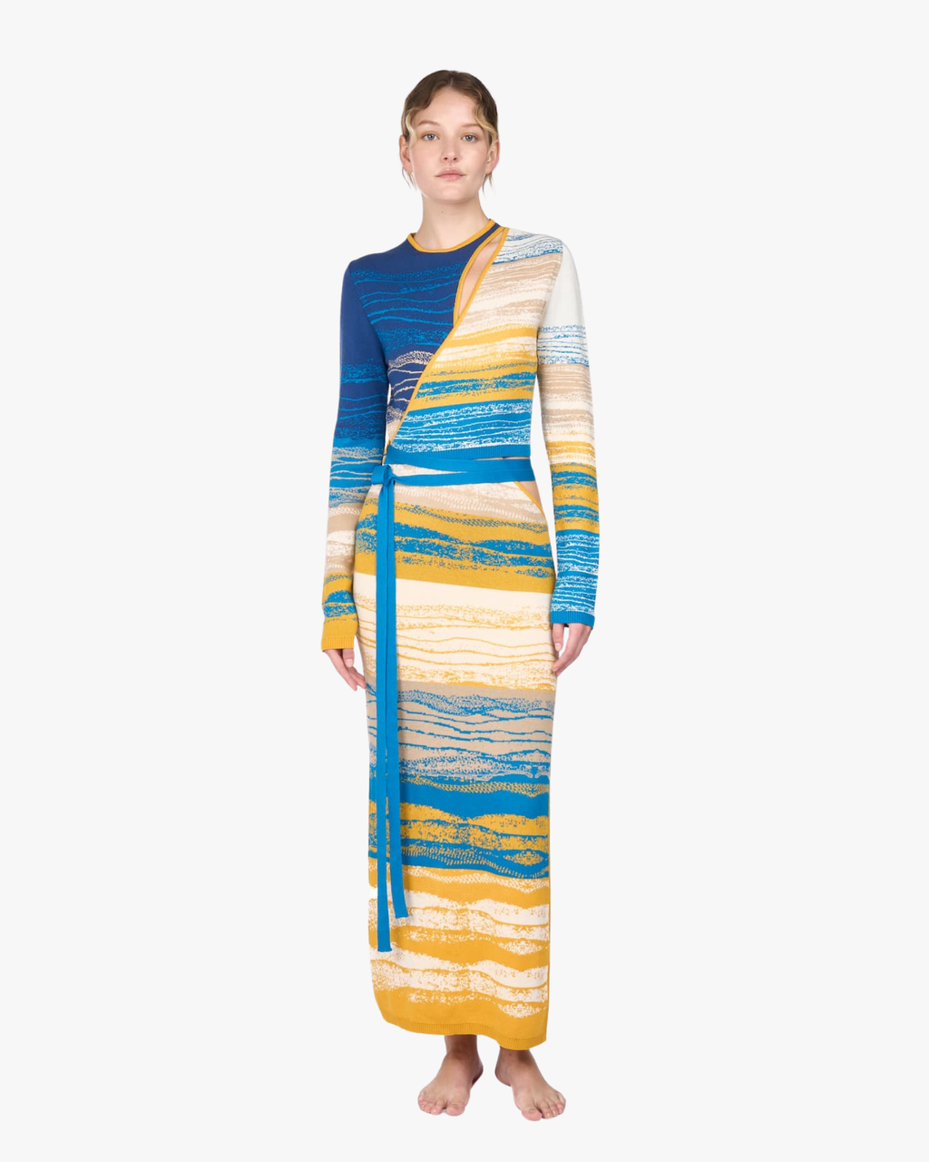 Cut Out Dress Cream And Blue
