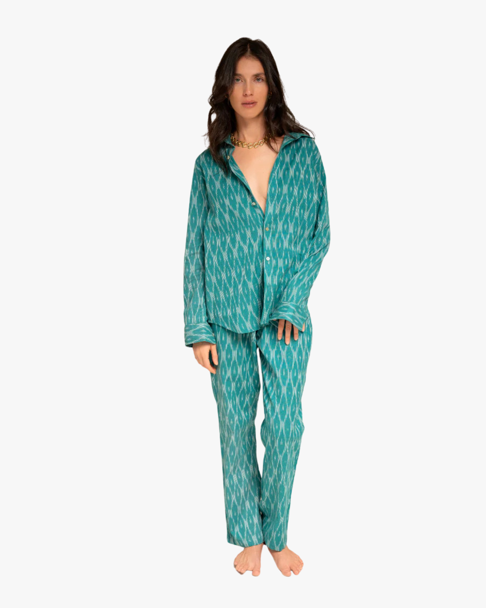 Mambo Set Unisex, Trouser And Shirt Blue Ikat