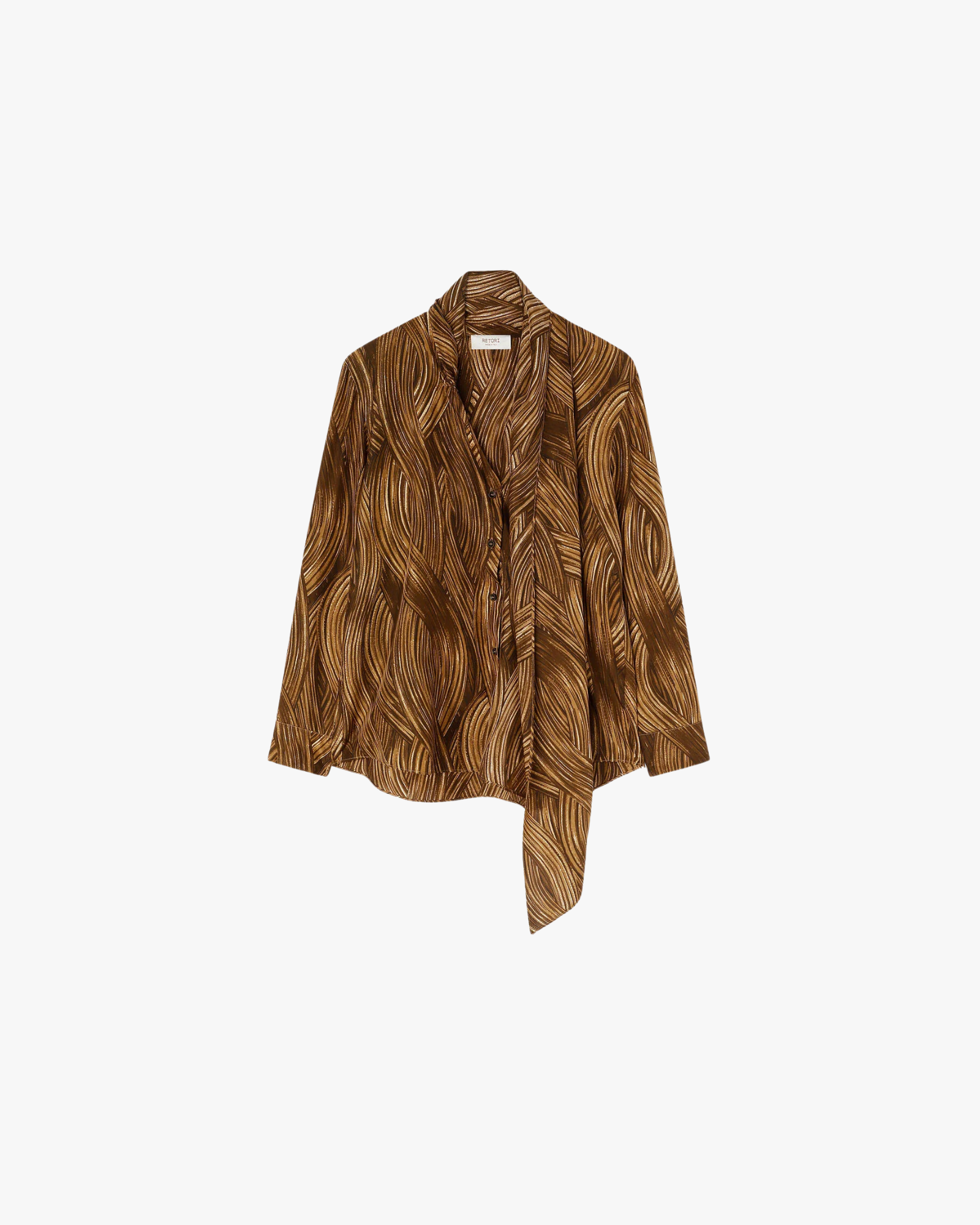 Printed Silk Scarf Detail Blouse