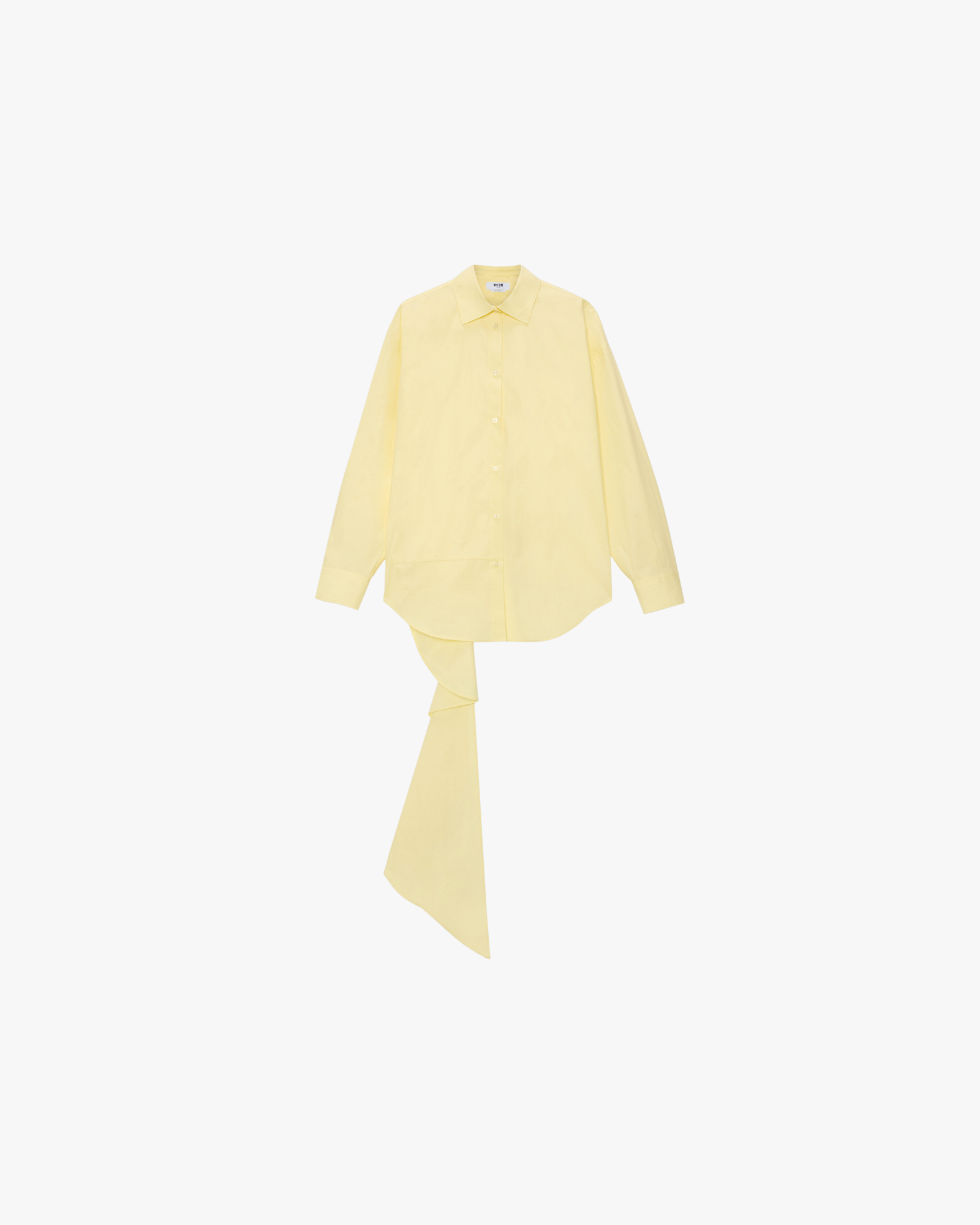 Yellow cotton poplin shirt with asymmetrical detail