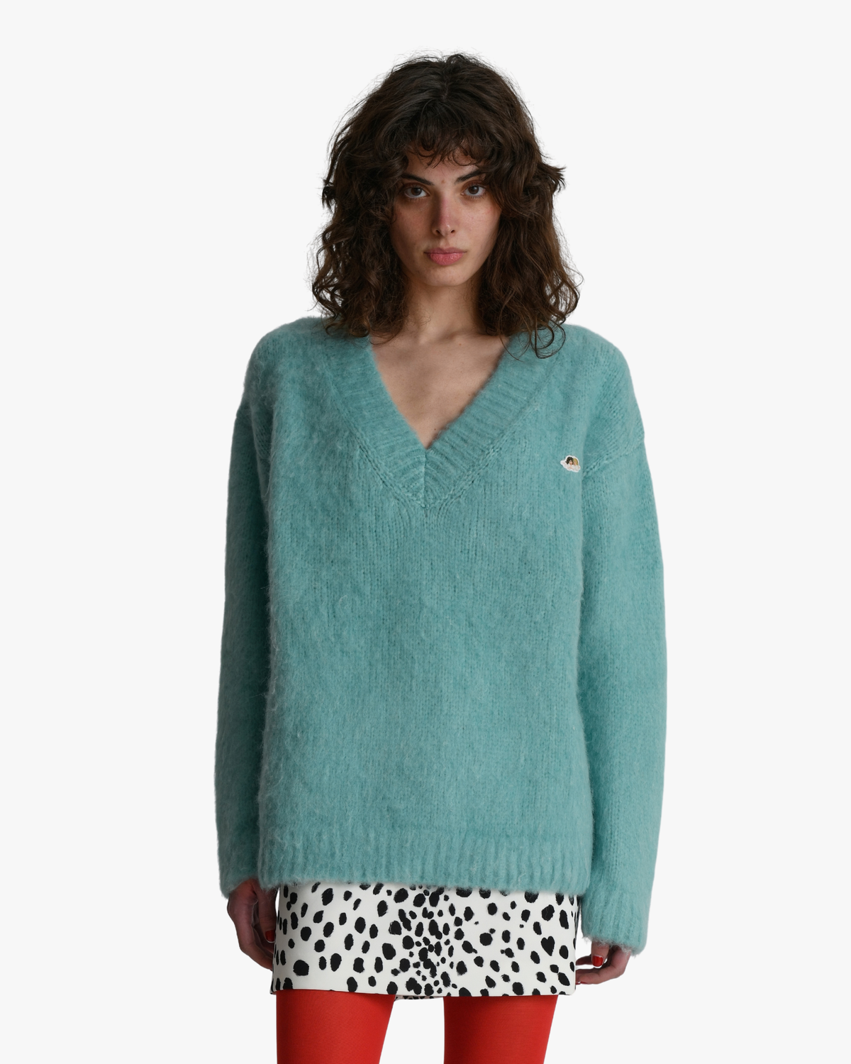 V-Neck Sweater Alpaca Mint