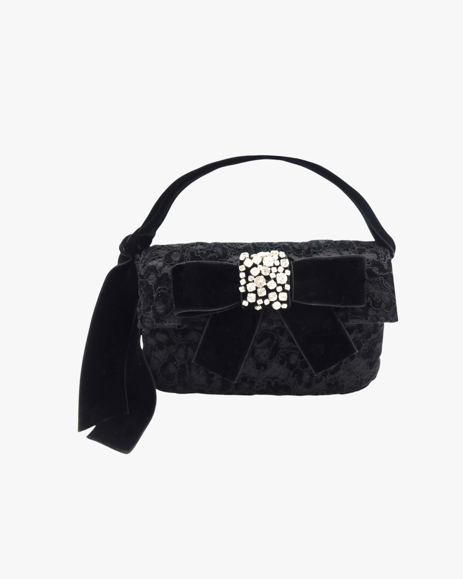 Clutch Bag Habibi Mini Velvet Lace Black