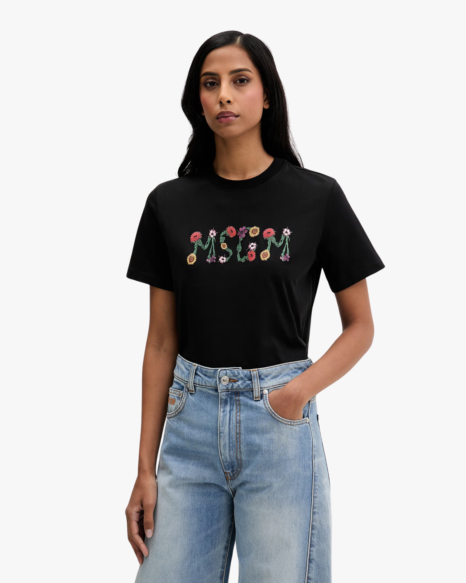 Msgm Black Cotton T-Shirt