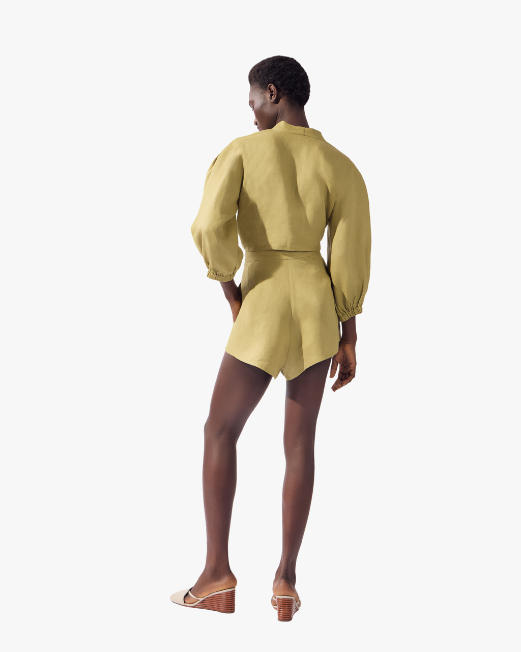 Solid Front-Tie Crop Top Pistachio