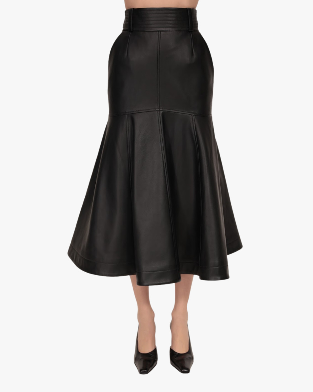 Midi Skirt Leather In Black