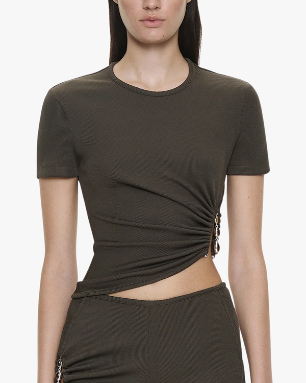 Droplet Crystal Ruched Tee Husk