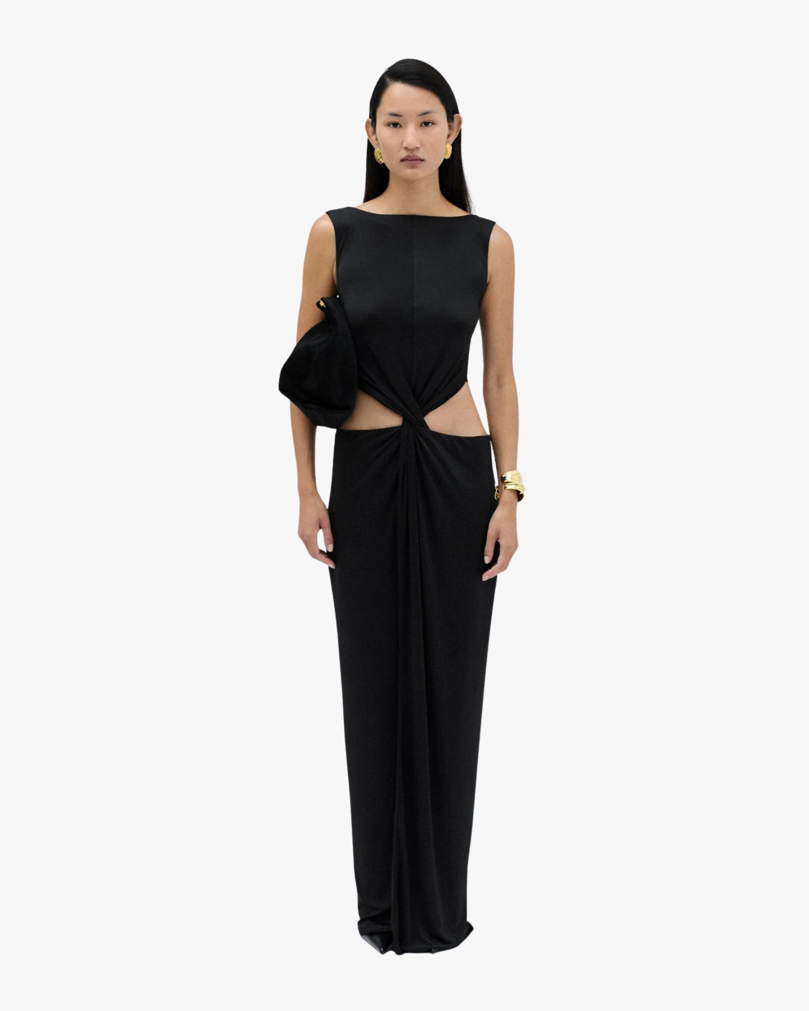 Janeiro Elegant Maxi Dress With Hip Cutouts Black