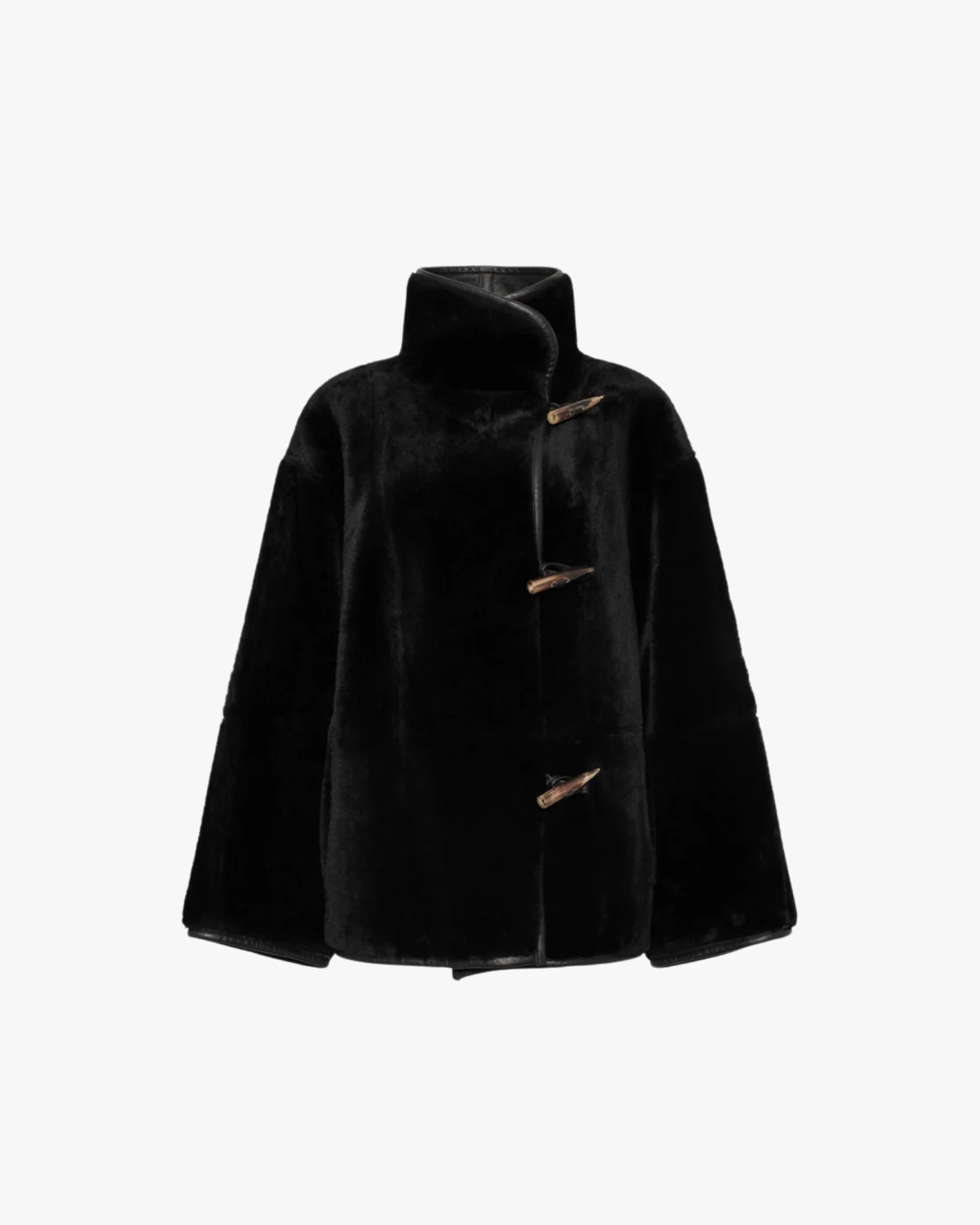 Reversible Shearling Midi Jacket Hawk Black