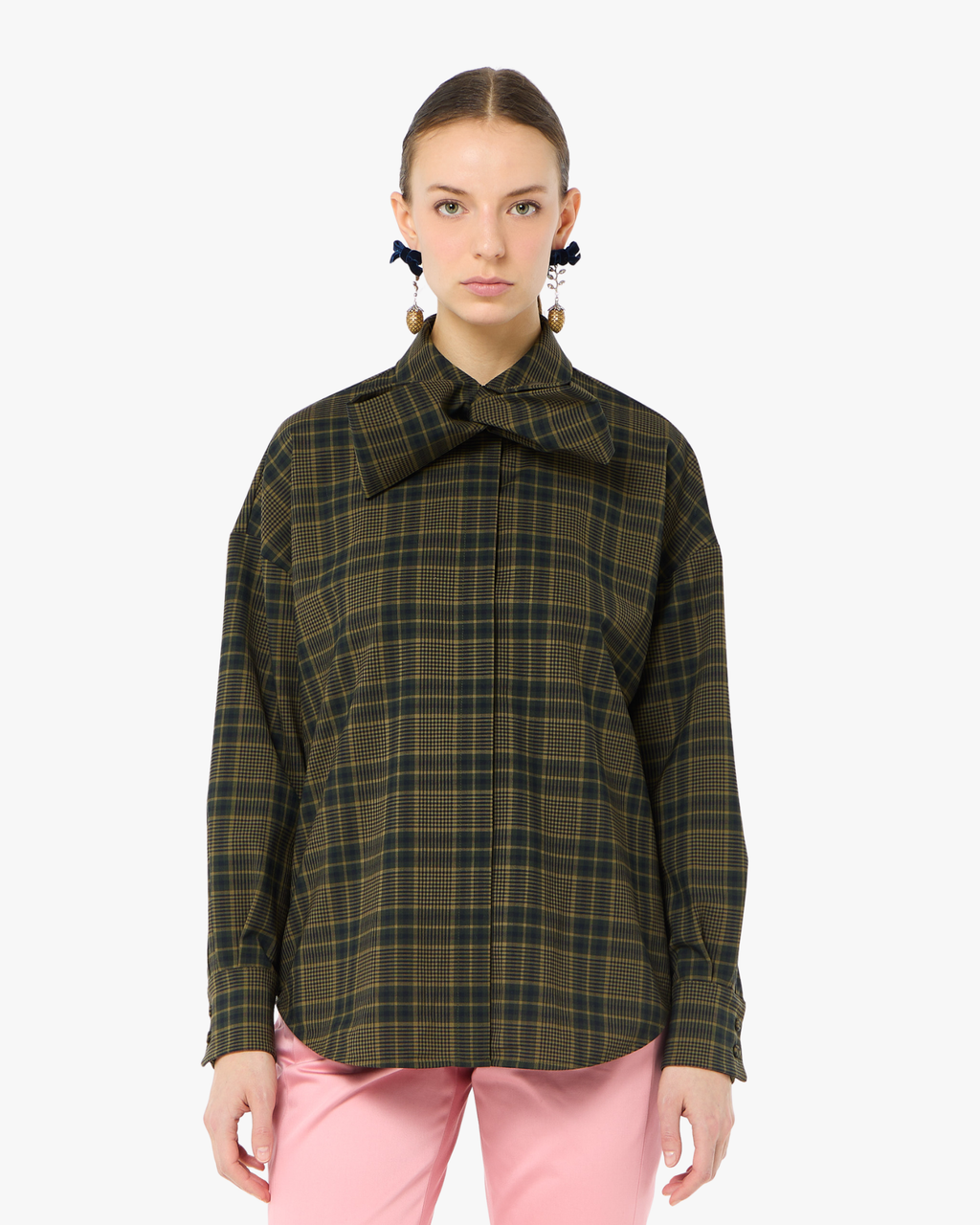 Oversized Blouse With Large Bow Green