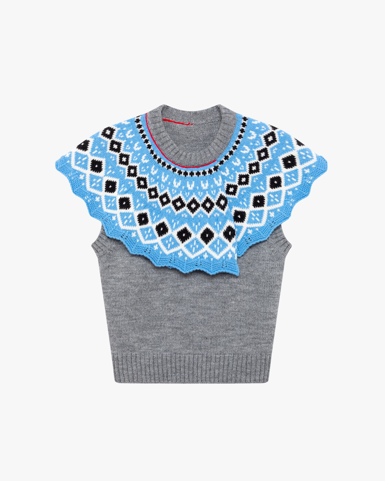 Vest With Cape Collar Grey