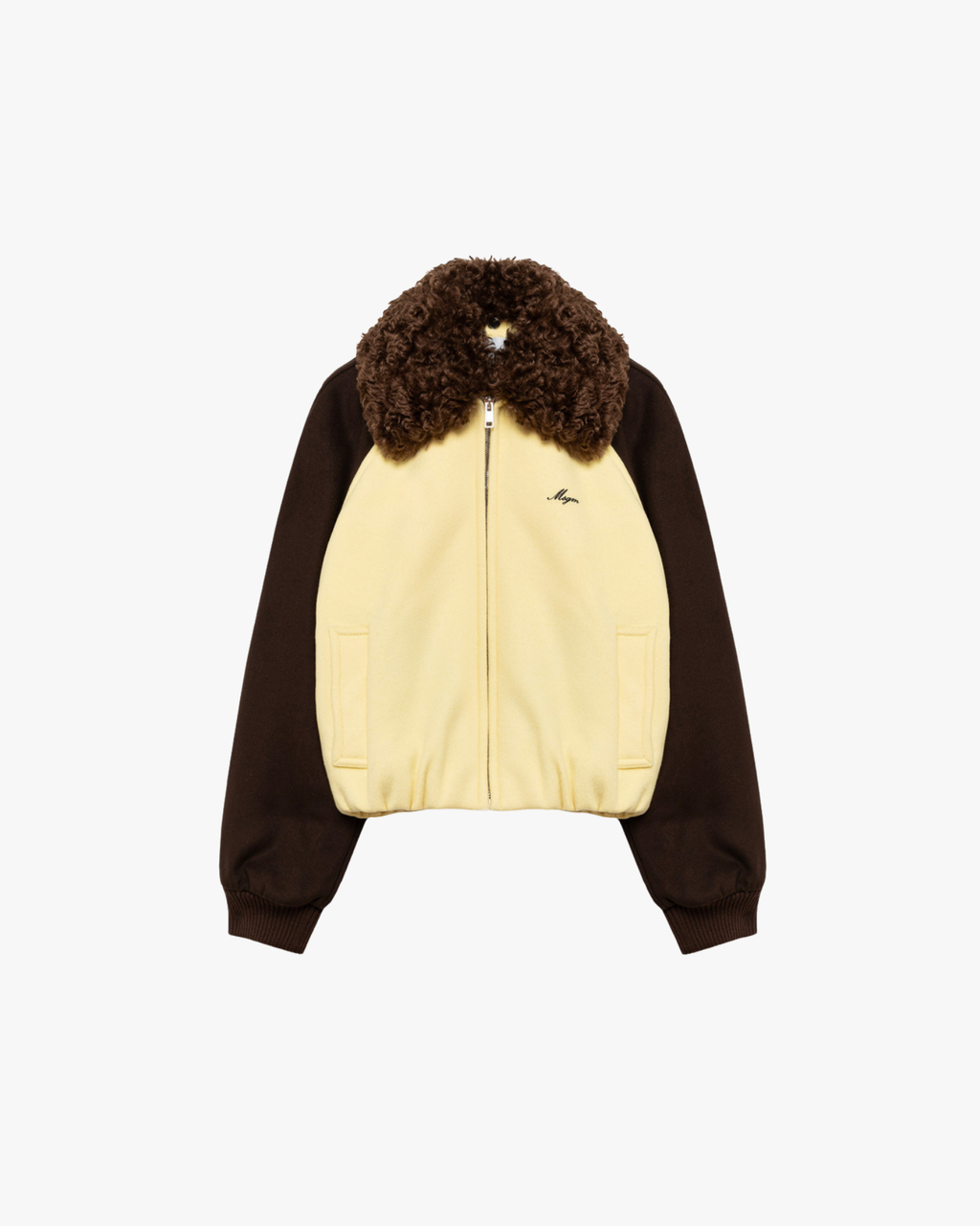 Bomber Jacket Wool Blend Yellow And Brown