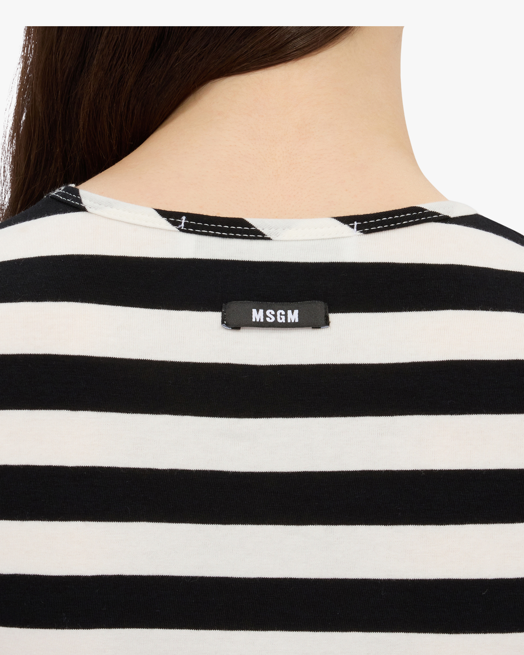 White and black striped cotton jersey T-shirt