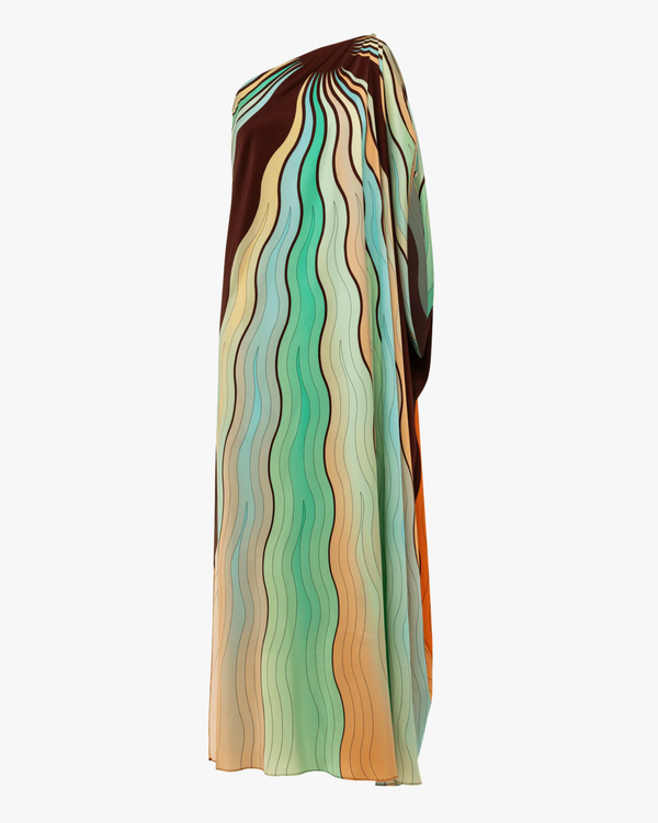 Kallas Maxi One Shoulder Kaftan Dress