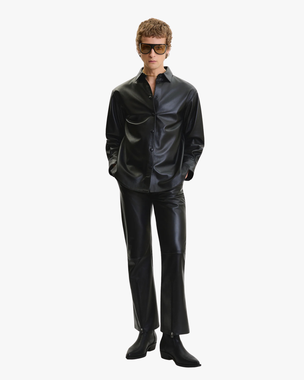 Shirt Leather Oversized Black