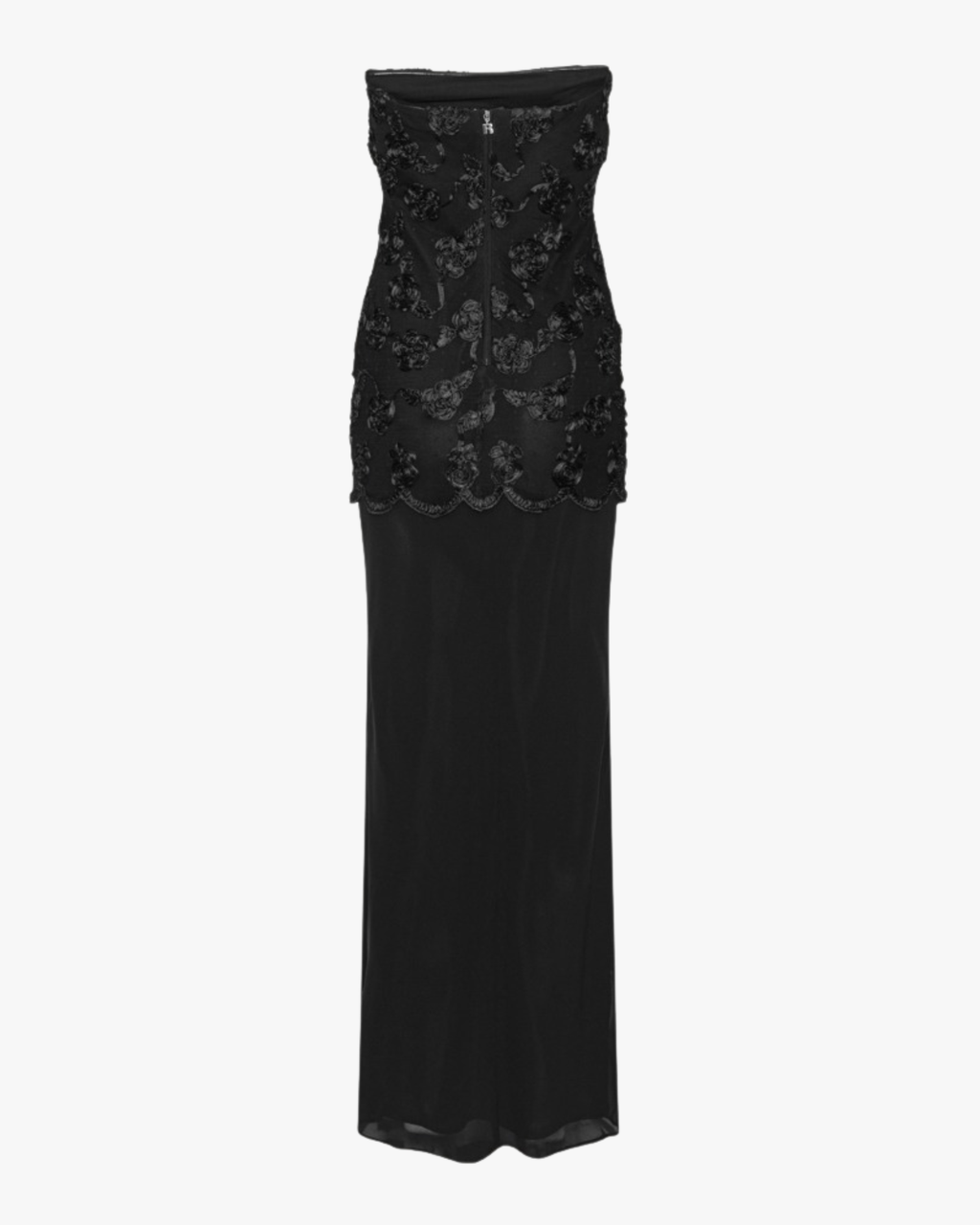 Flower Mesh Maxi Dress Black
