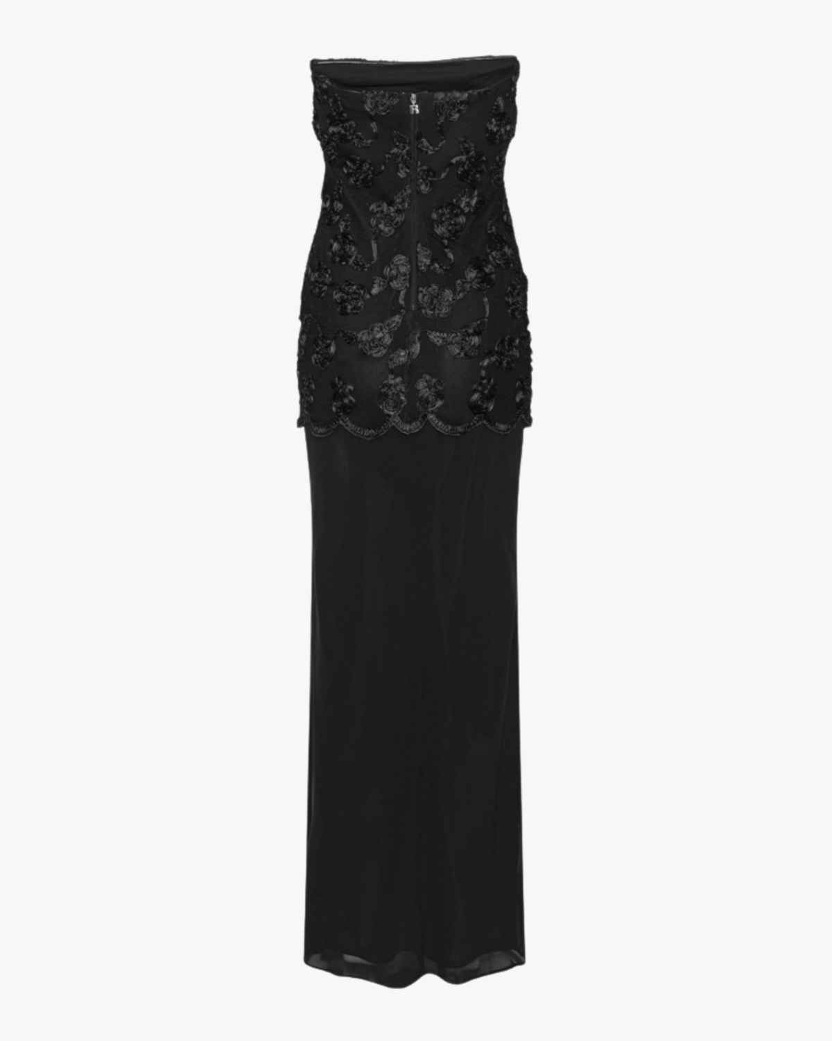 Flower Mesh Maxi Dress Black