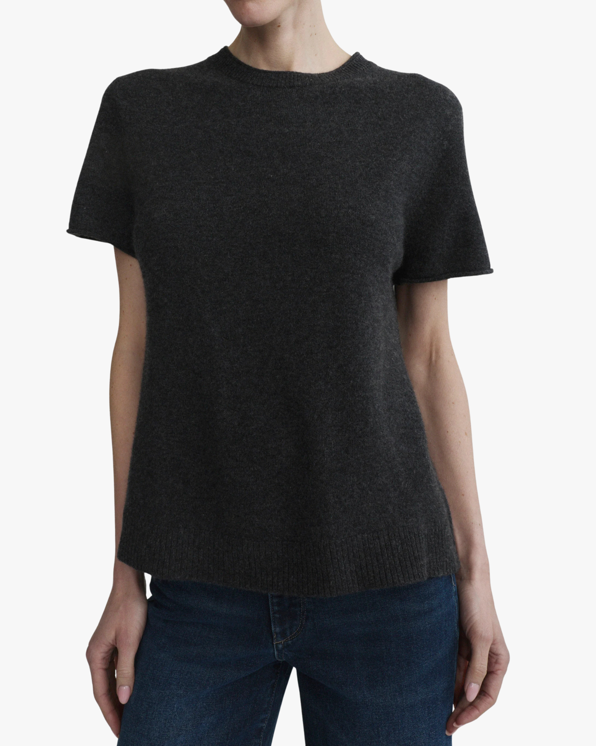 Cashmere Knit T-Shirt Charcoal