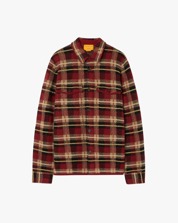Plaid Cashmere Work Shirt Carmine