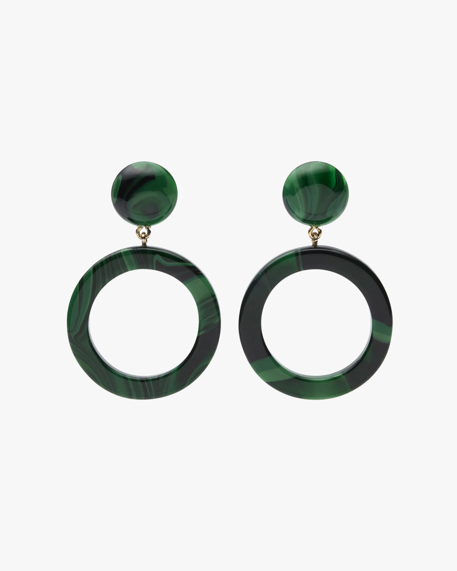 Earrings Icon Circle Resin Malachite