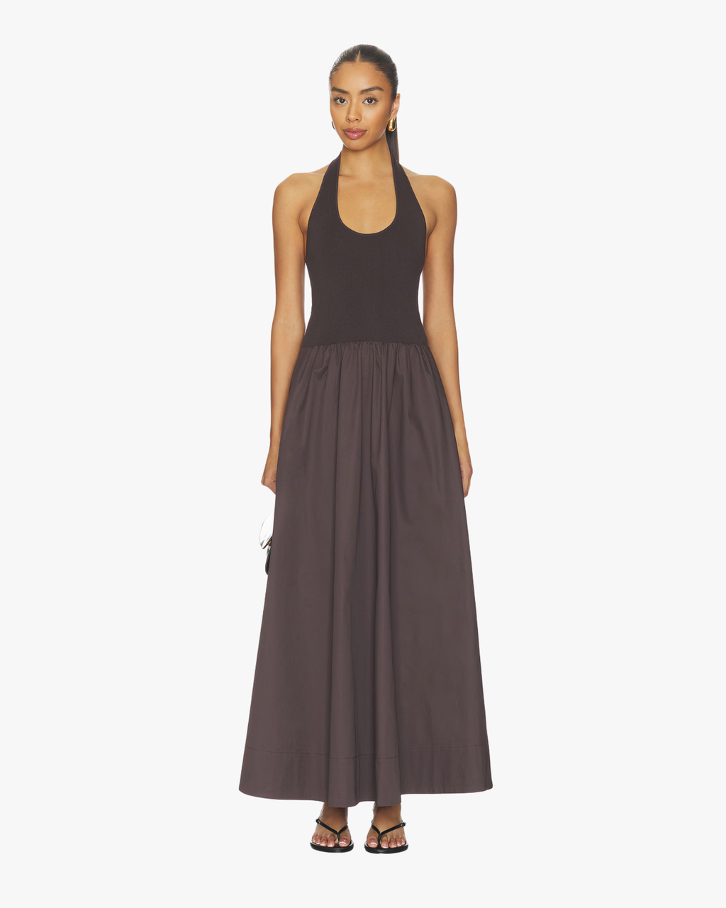 Halter Gathered Dress Chocolate Plum