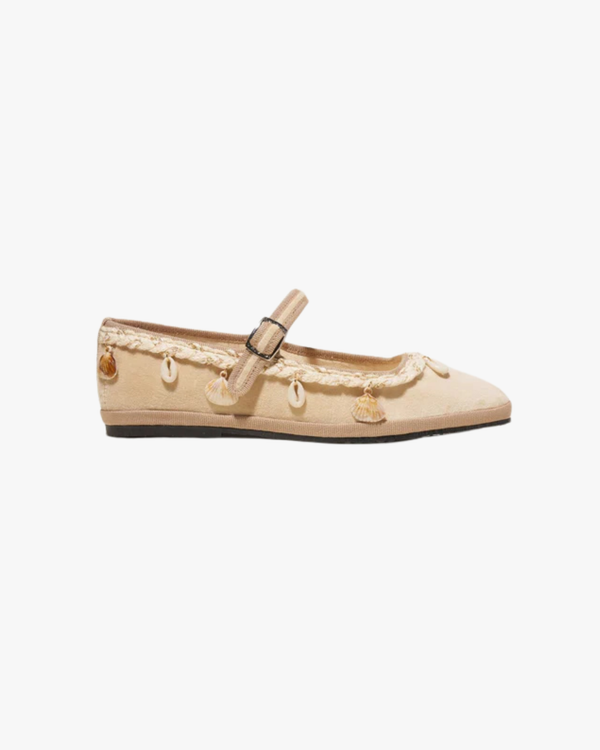 Lou Lou Velvet Friulane With Shells White