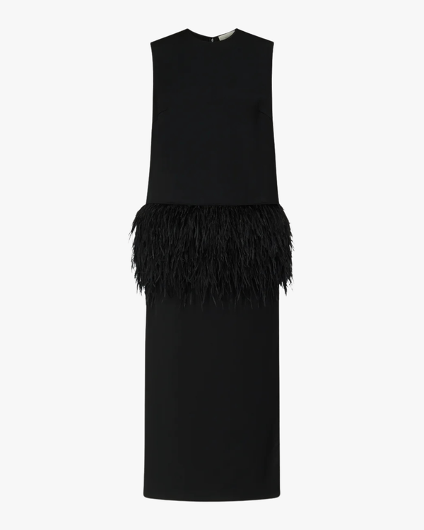 Maxi Dress Sonia With Feathers Black