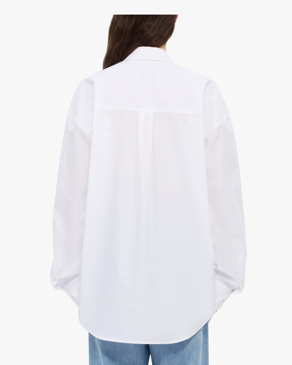 White cotton poplin shirt with studs