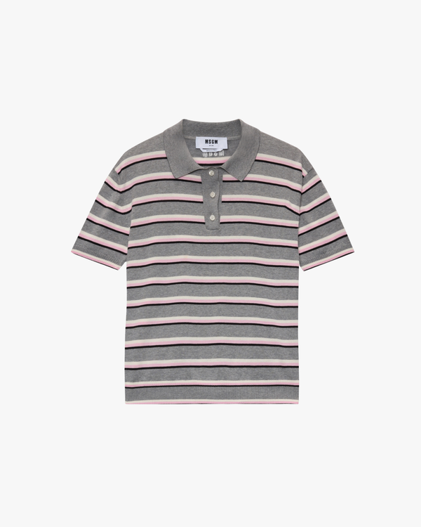 Knitted Polo Shirt With Horizontal Stripes