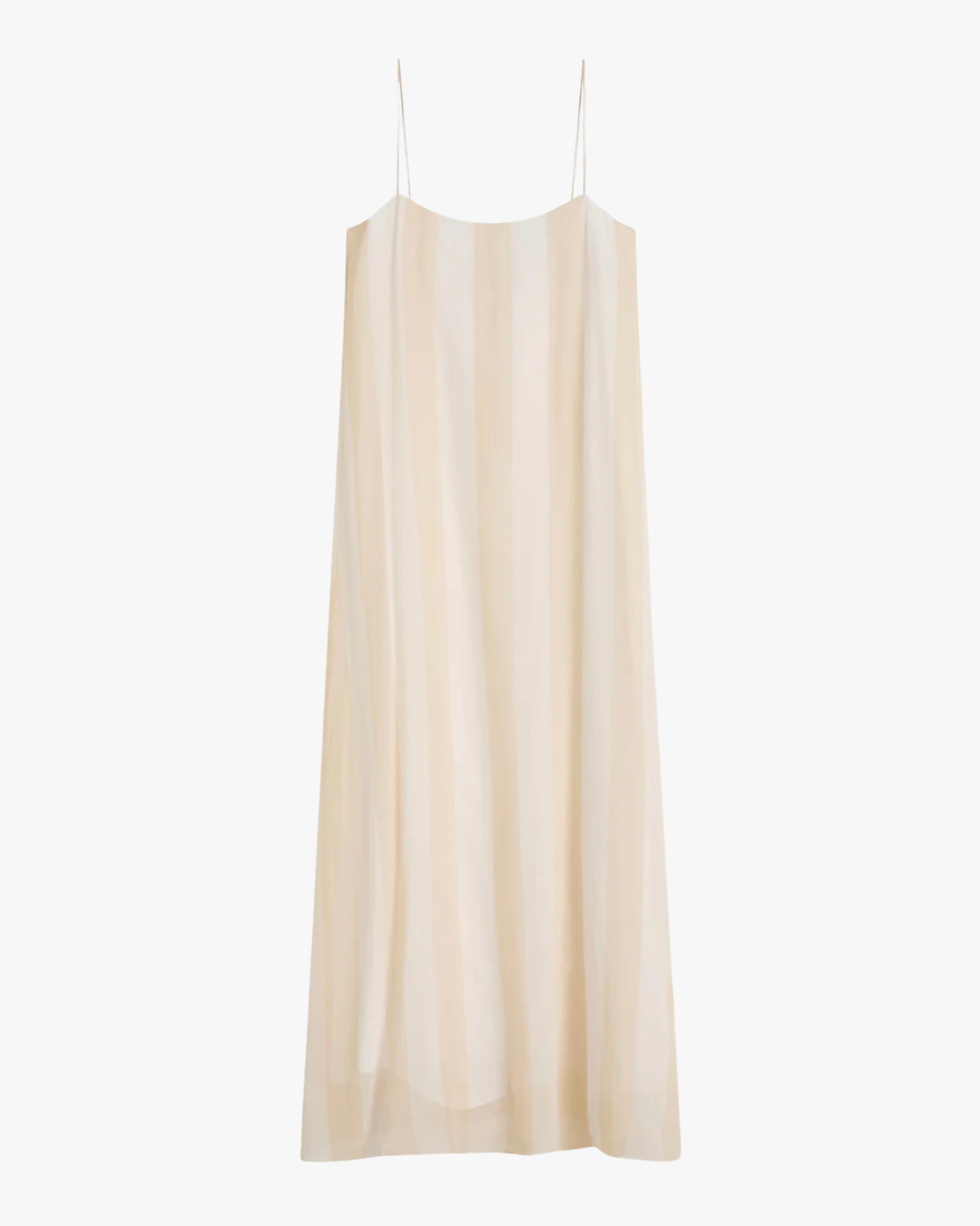 Capri Silk Chiffon Cami Dress Ecru Stripe
