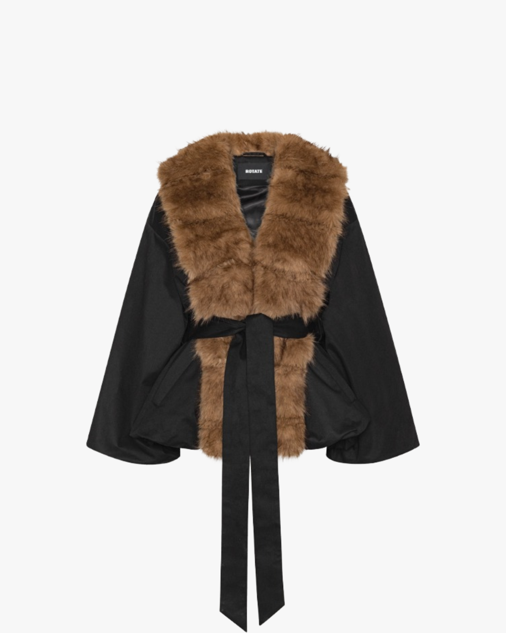 Faux Fur Collar Jacket Black