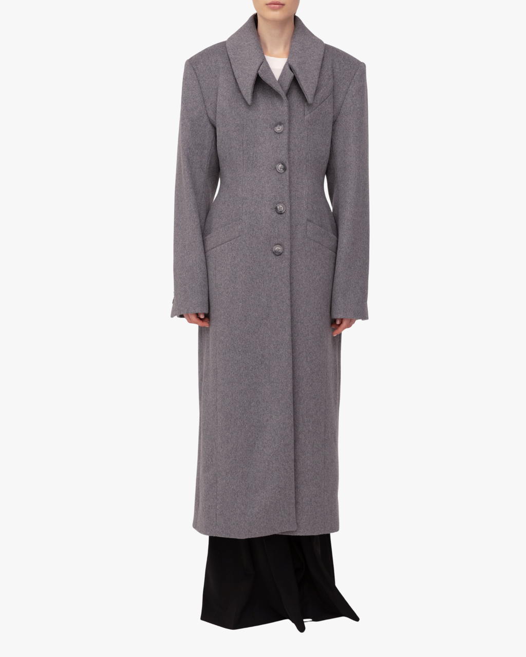 Coat Structured Wool In Grey